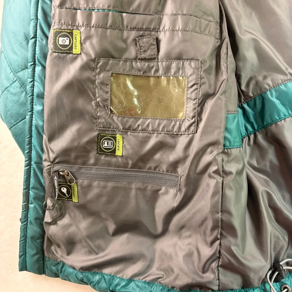 ExOfficio Womens Teal Green Quilted Puffer Jacket Primaloft Travel Coat Size M